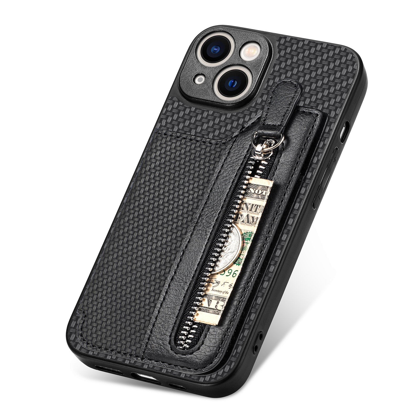 C1-04 For iPhone 13 Case PU Leather+PC+TPU Zipper Pocket Phone Cover with Card Holder C1-04 For iPhone 13 Case PU Leather+PC+TPU Zipper Pocket Phone Cover with Card Holder